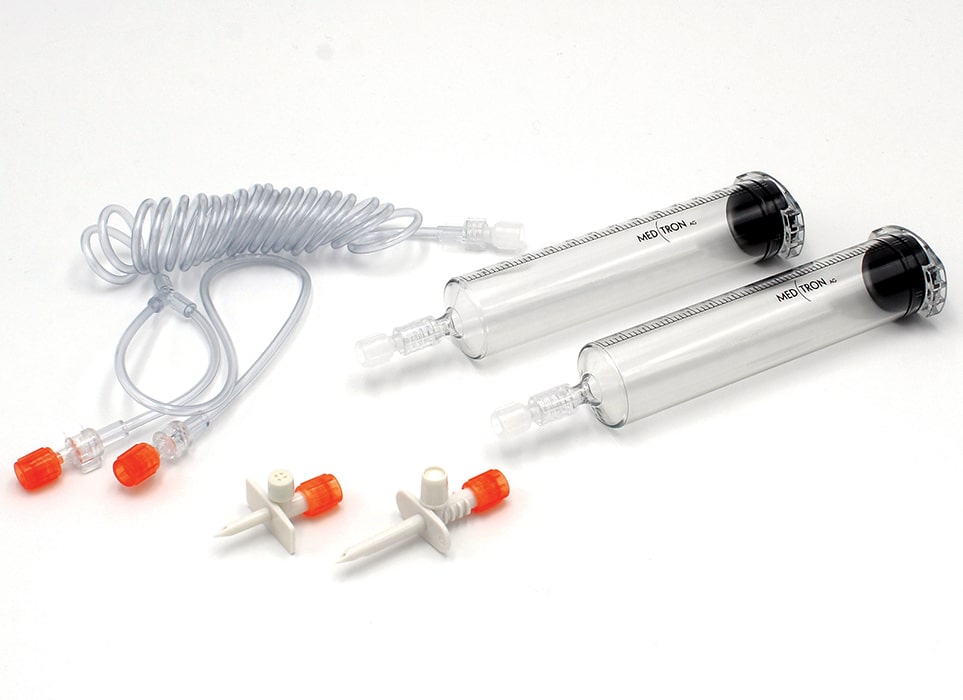 MR-SET ELS 65 ML- Set bestehend aus zwei 65 ml Spritzen, Schlauchsystem mit 2 Ventilen und zwei Standardspikes für Magnetresonanztherapie (MRT) Verbrauchsmaterial